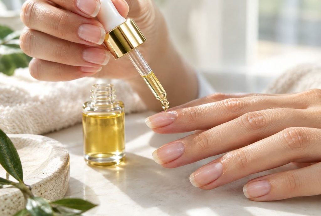 Combining oral supplementation with daily cuticle hydration yields the fastest results for fragile tips.
