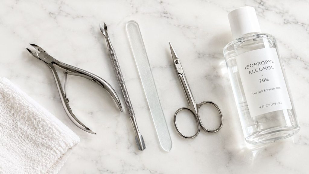 How to clean maintain your nail tools properly using rubbing alcohol and stainless steel clippers