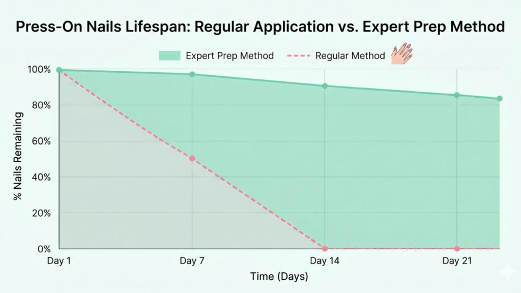 Press-On Nails Lifespan Regular Application vs. Expert Prep Method
