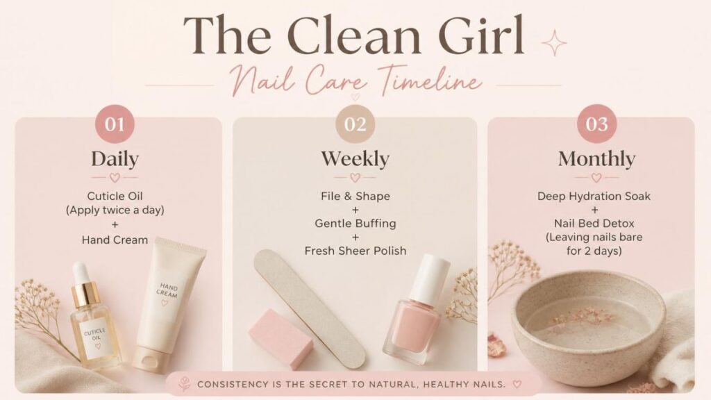 The Clean Girl Nail Care Timeline for an At-Home Nail Care Routine