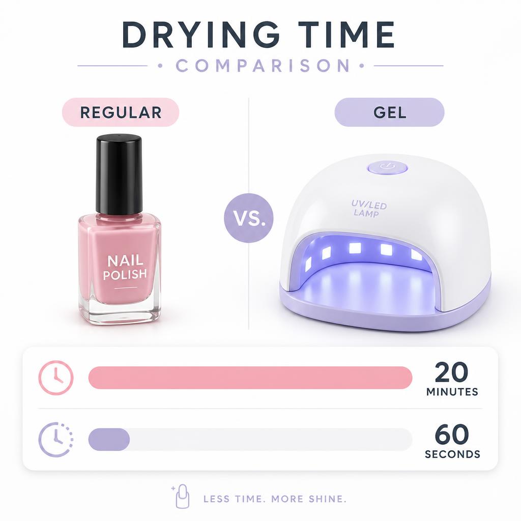 drying time breakdown of gel vs regular polish